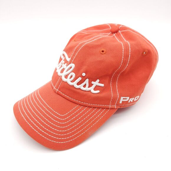 Titleist Footjoy FJ Pro V1 Golf‎ Strapback Hat Baseball Dad Cap Orange Unisex - Picture 1 of 7